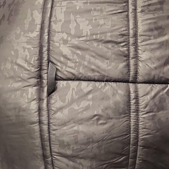 Michael Kors Black Camo Embossed Long Puffer Coat. Parka Faux Fur - Picture 6 of 13